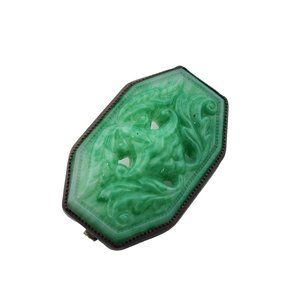 Antique Bezel Set Beautifully Carved Peking Brooch (A3353)